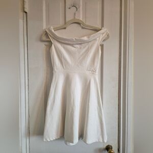 Lulu's Flirty Off-Shoulder White Dress